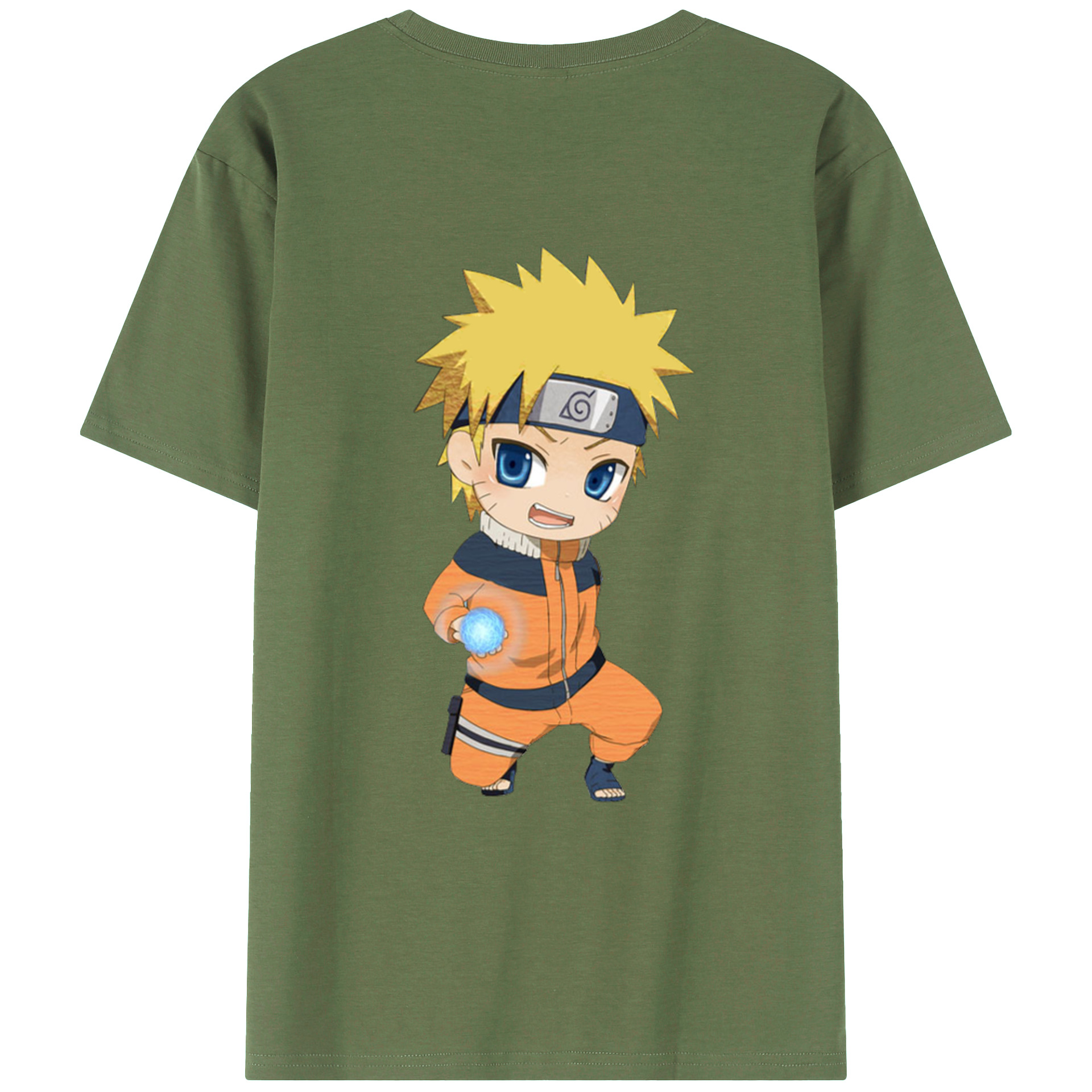 （画像用） NARUTO -ナルト- うずまき ナルト Uzumaki Naruto 綿100％ メンズ半袖Tシャツ（バックプリント） 通気性